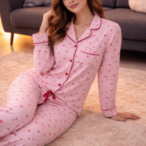 Kalp Desenli Pijama Takımı