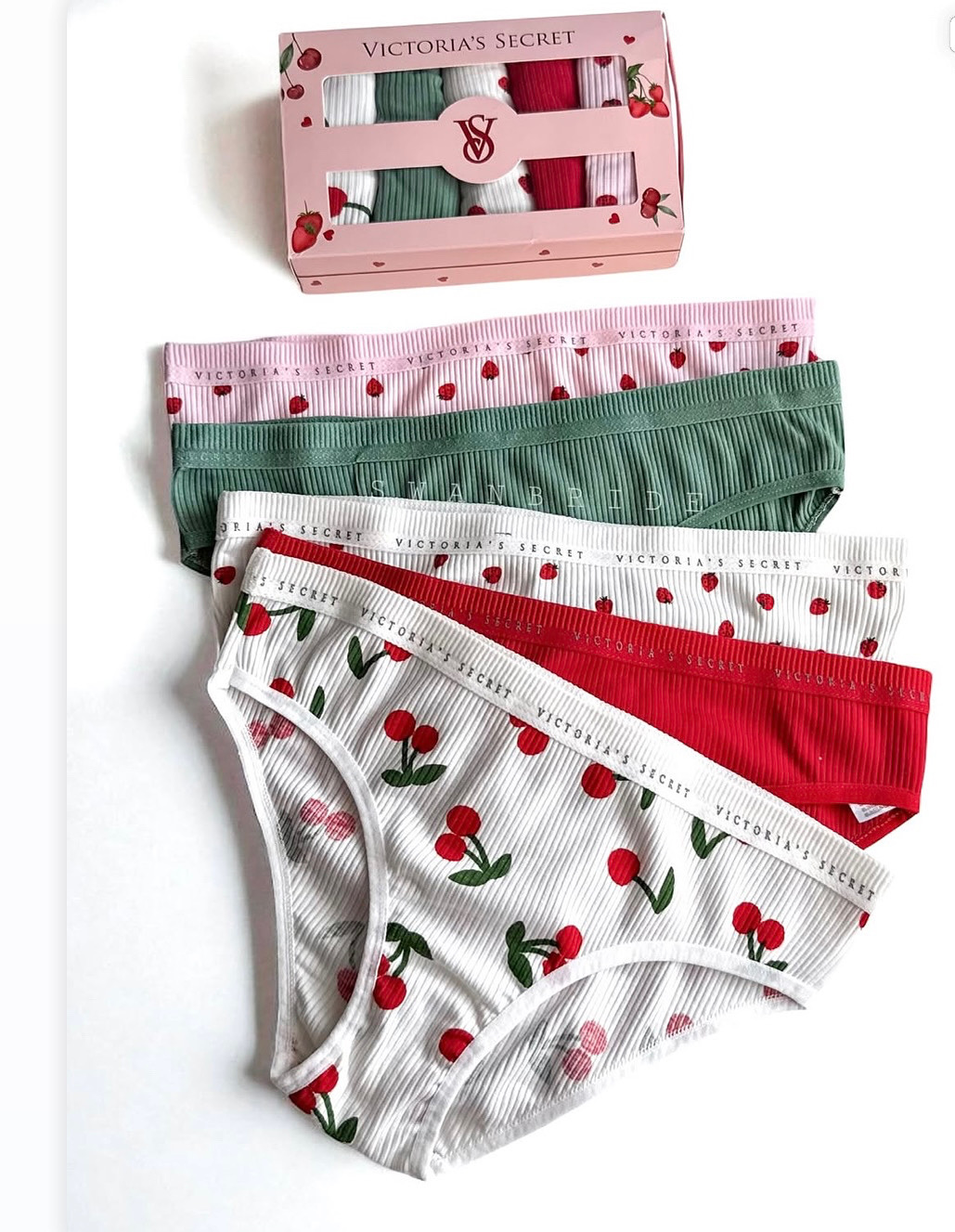 Kadın Kiraz Desenli Ribana Külot Seti (5’li)