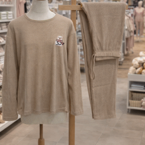 Kadın Ayıcık Nakışlı Ribana Pijama Takımı